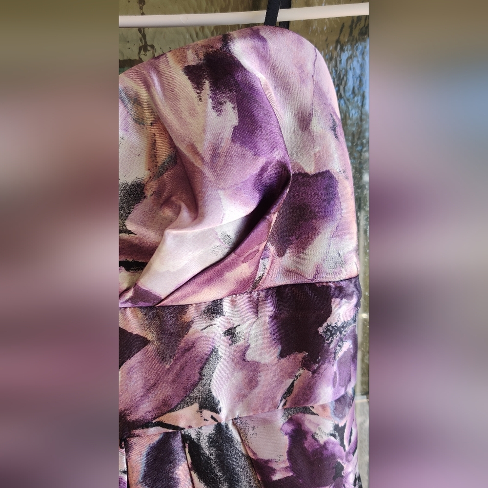 BCX Strapless Juniors Dress in Purple and Black Floral Size 3 - Picture 5 of 14